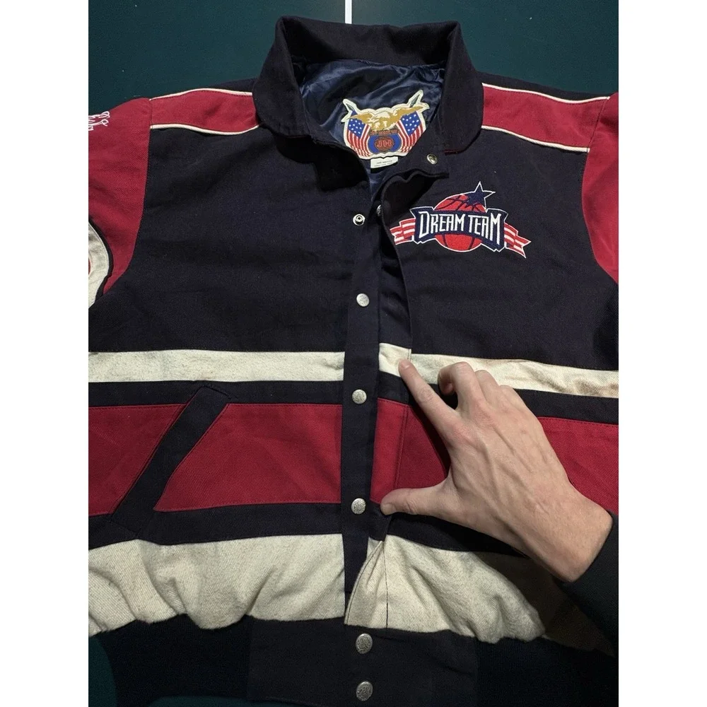 Vintage 1992‎ Jeff Hamilton USA Basketball Dream Team Bomber Jacket Large Rare